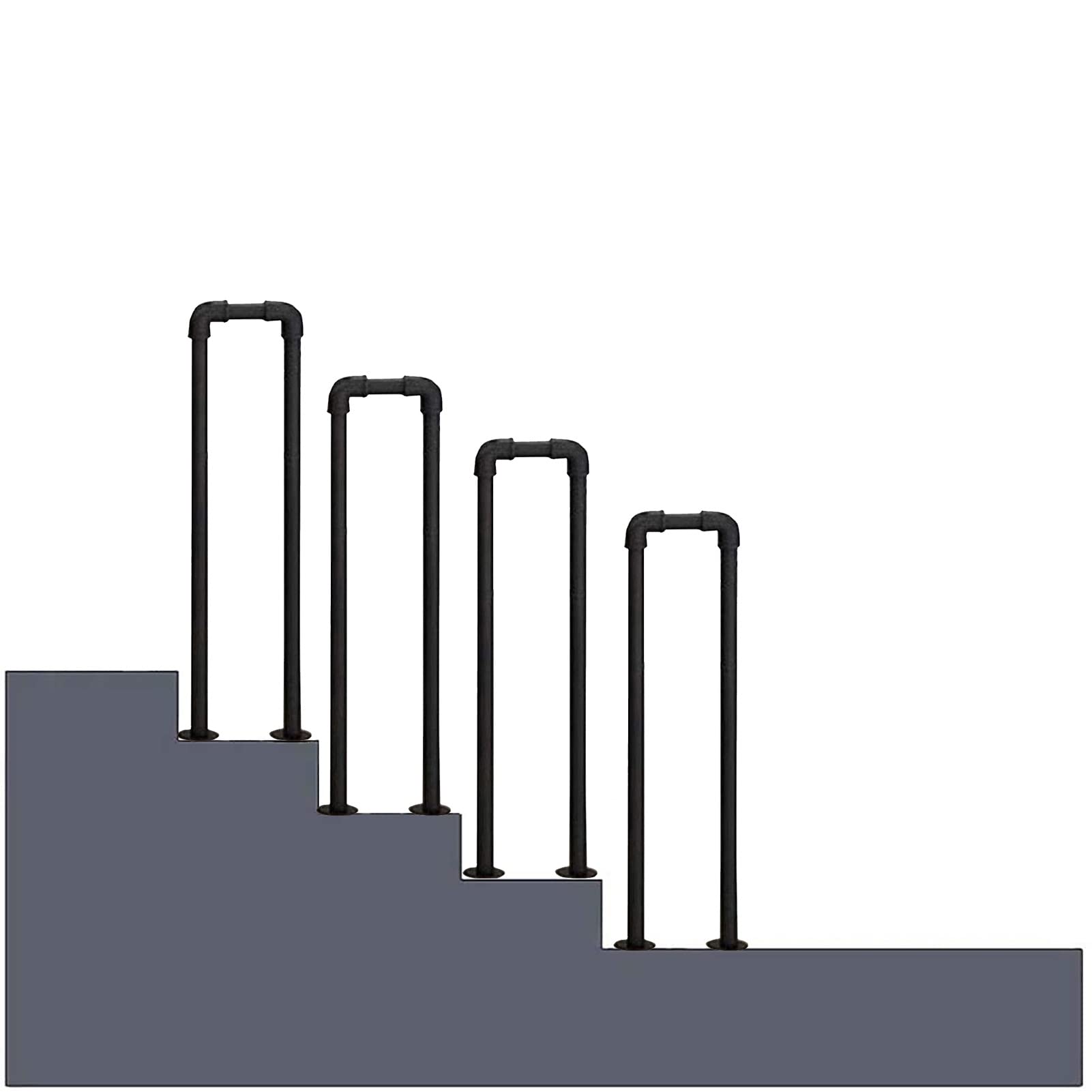 KHLMSRXJ Safety Outdoor Steps Stair Handrail, Transitional Handrail for Indoor Stairs - Stair Railing for Outside Stairs Black Hand Rails for Condo Loft Villa Corridor Garden/65Cm(2.1Ft)