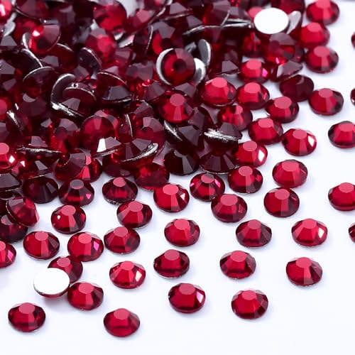 Image of Siam Flatback Rhinestones, Glass Rhinestones for Nail Art and Craft, Glue Fix, Loose Crystal Gemstones(Siam, SS16, 1440pcs, 3.8-4.0mm)