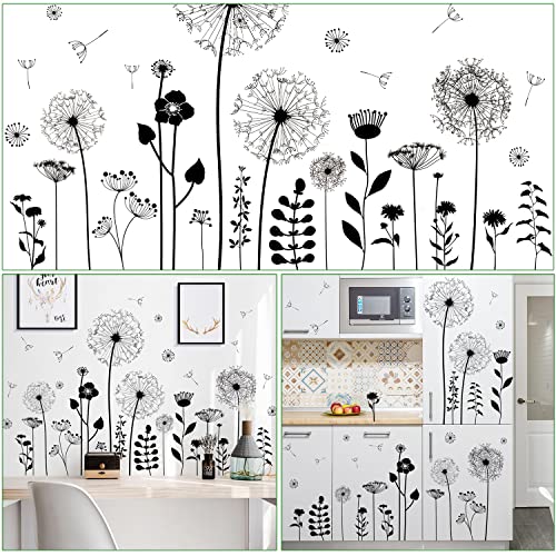Vinilos decorativos de diente de león blanco y negro miniatura 3