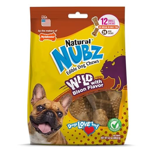 Nylabone Nubz Wild Natural Dog Treats, Bison Flavor, Small, 12 Count