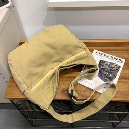 Image of Canvas Hobo Crossbody Shoulder Tote Bag for Women and Men Large Purse Messenger Bag Travel Work Shopping