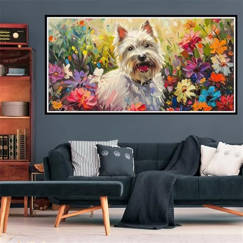 5D Diamond Painting Cane Diamond Painting Kit Completo Fiori Colorati Diamond Painting Grandi Dimensioni 80x160cm, Full Diamantini Crystal Art Bambini Painting Kit for Wall Decor, Regalo Donna Z-1157
