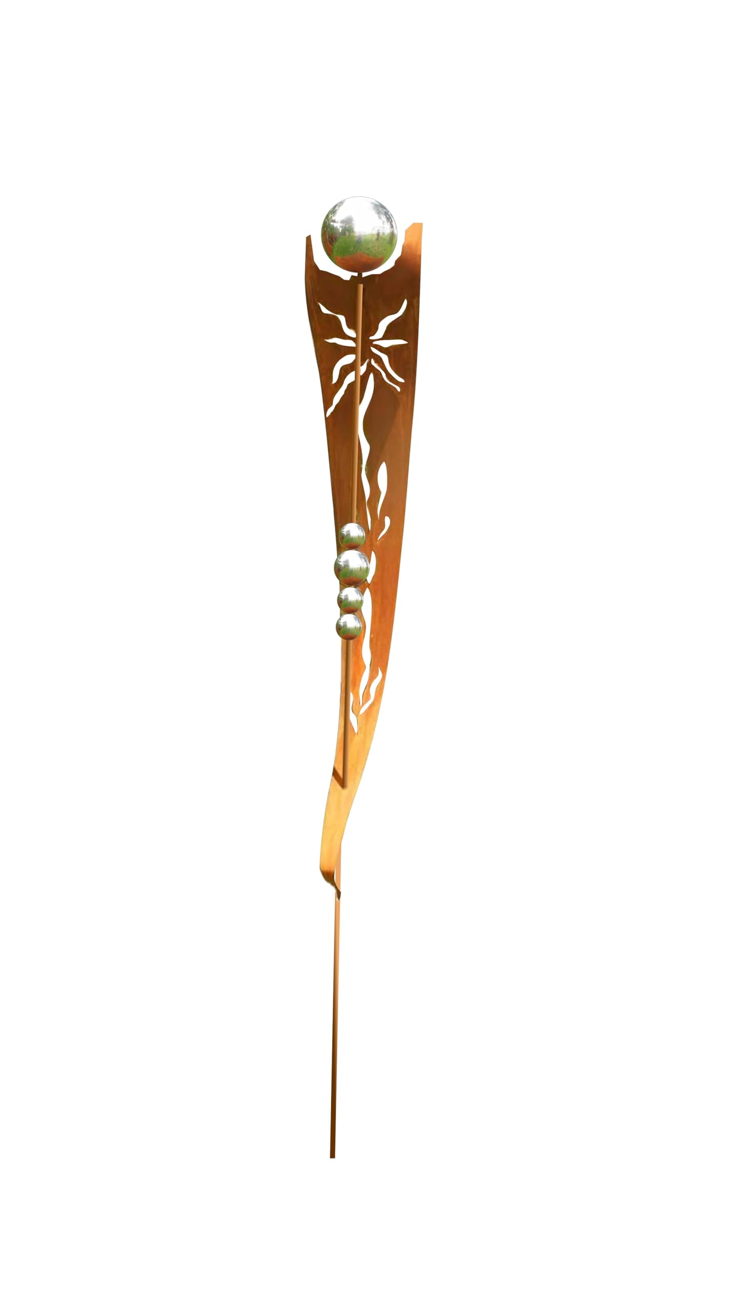 Gartendeko Rost Stecker, 200 cm, mit 5 Edelstahlkugeln, Geschenkidee