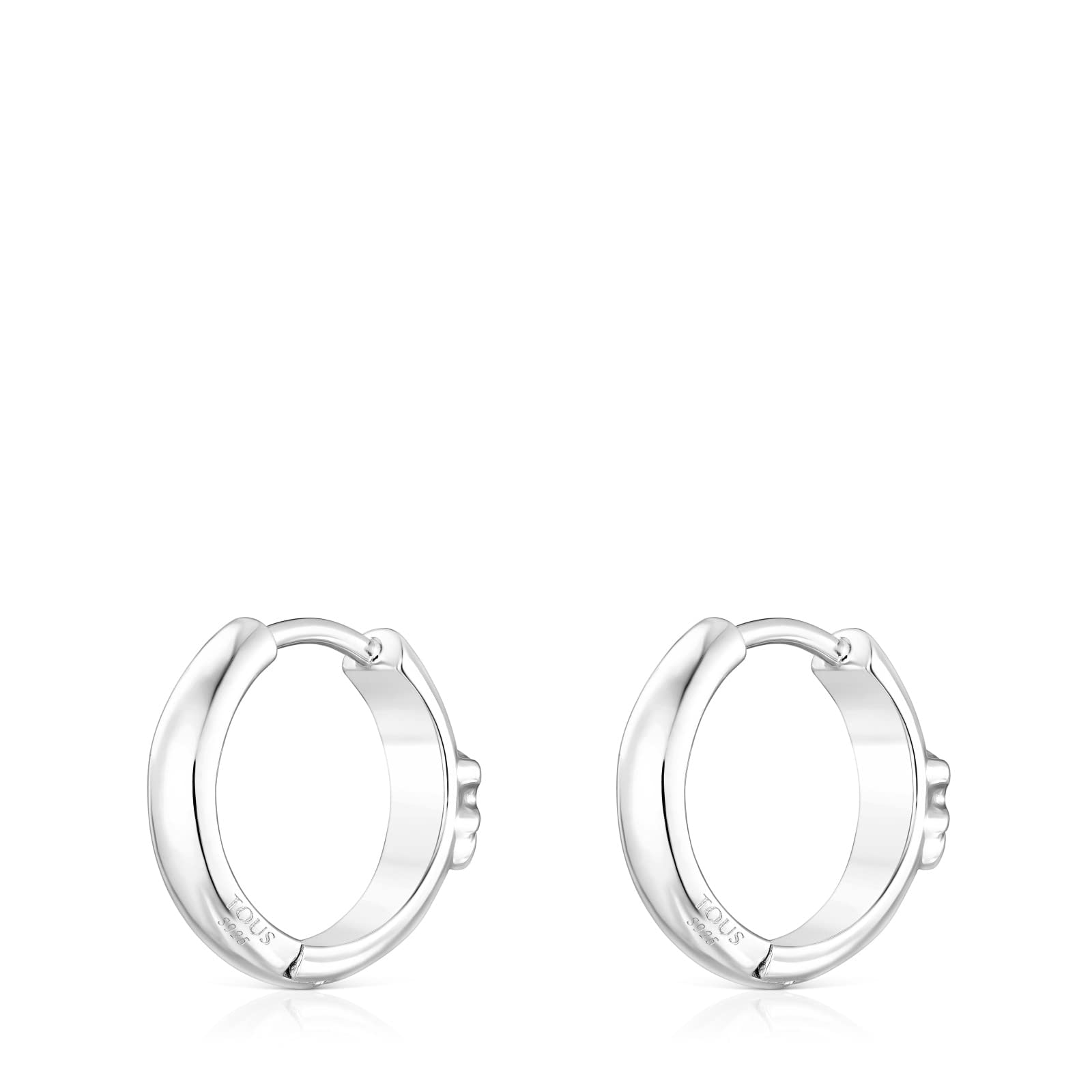 TOUS Pendientes de Aro de Plata de Primera Ley para Mujer y Cierre Criolla de 3mm de Grosor y 1 cm de Diametro, Motivo de Oso, Versátiles y Atemporales, Colección Basics