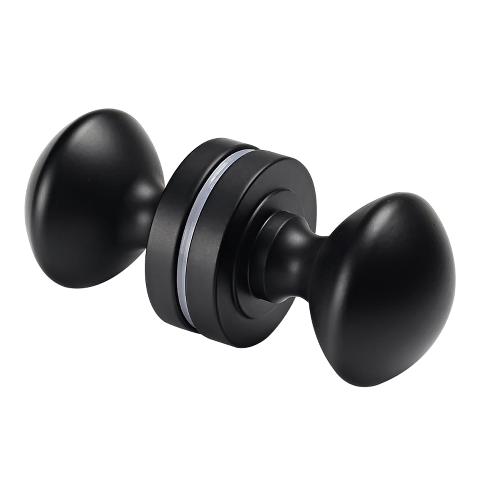 Monlech Matte Black Double-Sided Round Mortice Door Knob, Aluminium Oval Handle For Interior Front Doors, Sheds, Cabinets, Barn Door (Matte Black)
