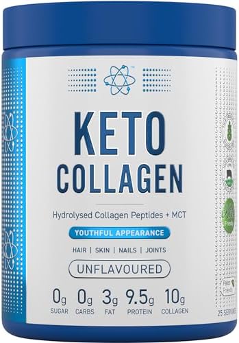 Applied Nutrition Keto Collagen Powder - Keto Collagen Protein with MCT, Ketogenic & Paleo Diet, Zero Sugar & Carbs, Healthy Skin, Hair, Nails (Unflavoured) (325g - 25 Servings)