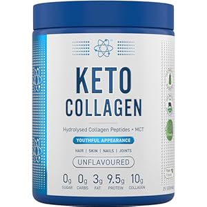 Applied Nutrition Keto Collagen Protein – Keto Protein Powder with MCT, Ketogenic & Paleo Diet, Zero Sugar & Carbs, Healthy Skin, Hair, Nails (Unflavoured) (325g – 25 Servings)