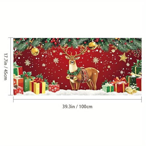 Vinilo Decorativo de Navidad con Reno y Campanas 39.3x17.7 in miniatura 3