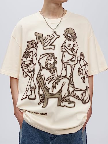 Aelfric Eden Mens Oversized T Shirts Tees Butterfly Print Crew Neck Cotton Tops Streetwear Casual Shirt