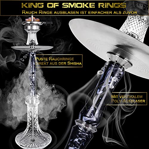 DFESKAH Shisha Set Edelstahl - Epoxidharz Hookah 75cm Wasserpfeife Ausblassystem Kaminkopf Komplettset Silikonschlauch… – Bild 5