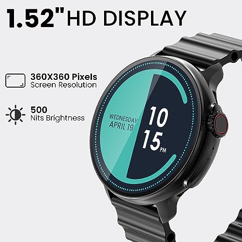 Image of CELLECOR A5 PRO DISC 1.52 inch HD Display- BT Calling Smartwatch, 500 NITS, AI Voice Assistant, with 120+ Sports Modes, SpO2, HR, IP68, Camera Control - Black