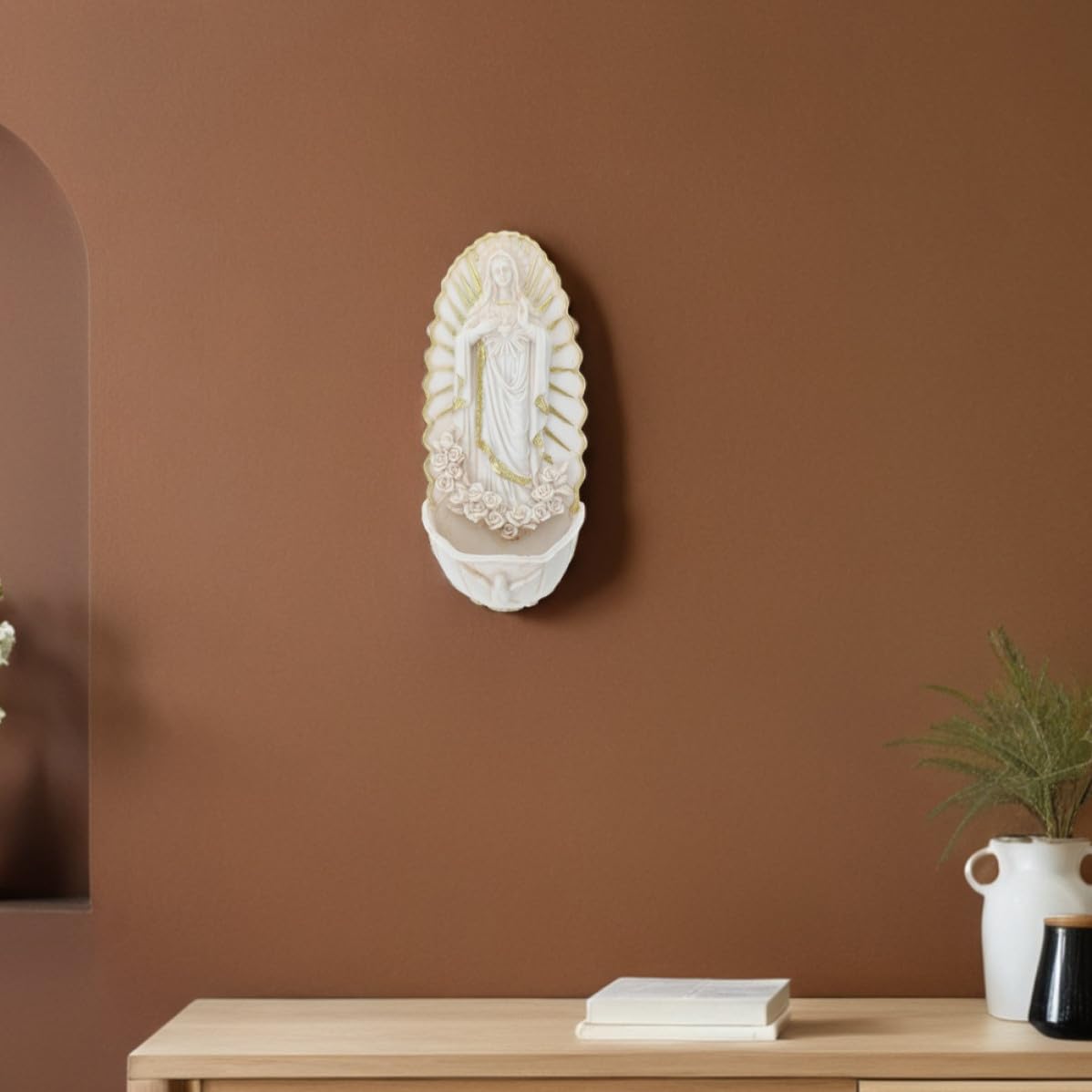 HANABASS Decorazione Murale Elegante e Facile da Pulire in Ceramica Beige 2 Pezzi per Prima Comunione per Pareti di Chiese e Casa