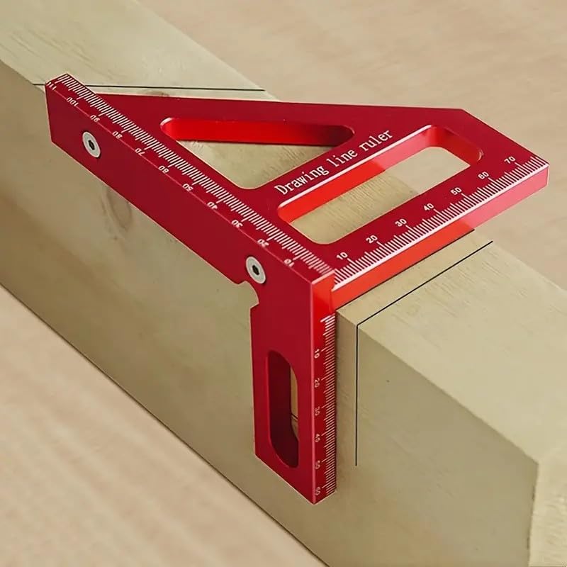 1 x 45°/90° Aluminum Alloy Miter Triangle Ruler Protractor Woodworking Square Protractor with Multi-Angle 3D Measuring Tools