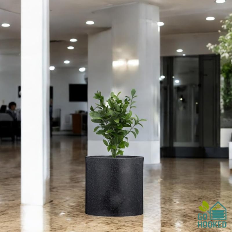 Image of Amazon Brand - Umi Tube 10 Inch Round Pots for Planter & Flowers Gamla - Lightweight, Durable Outdoor & Indoor Planters, Perfect for Balcony & Terrace Gardens (Black)