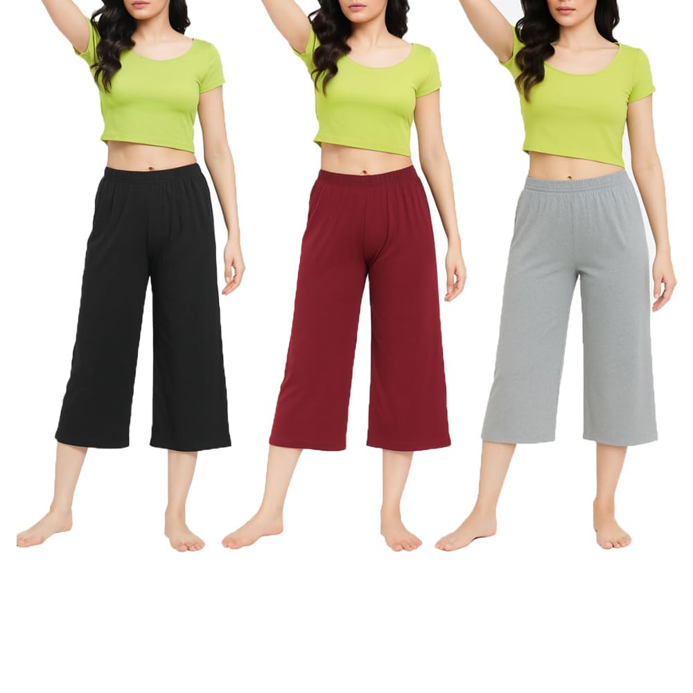 Womens Loosefit Capri, 3/4th Capri For Girls Pack Of 3-picture-29