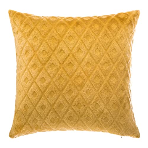 Atmosphera - Coussin Losanges - Flanelle - Jaune Ocre - 40x40 cm