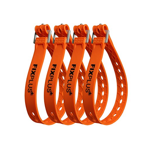 Fixplus Strap 4er-Pack - Zurrgurt Zum Sichern Befestigen Bündeln und Festzurren aus Spezialkunststoff mit Aluminiumschnalle 46cm x 2 4cm (orange)