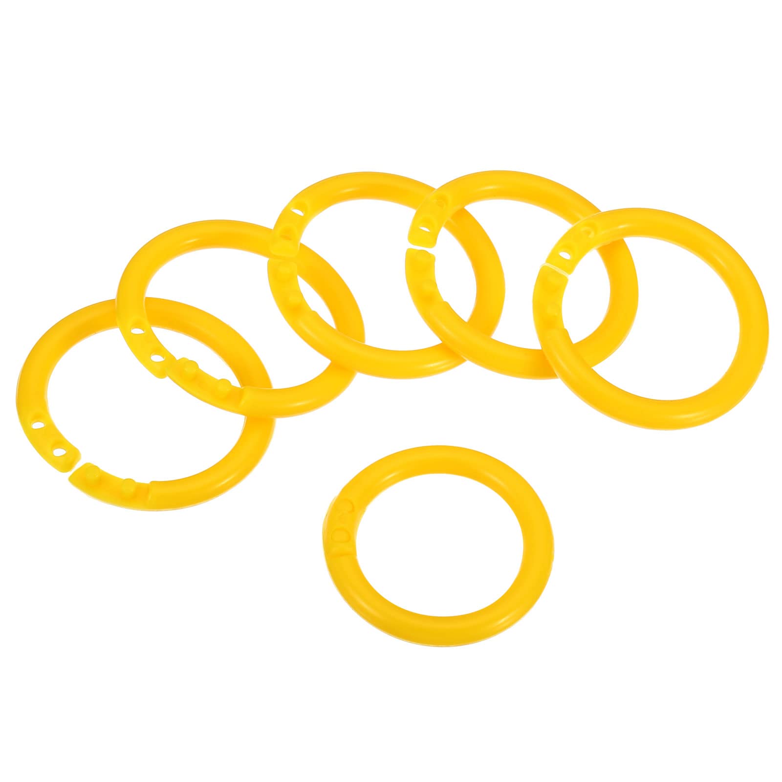 PATIKIL 1.1" OD 0.8" ID Loose Leaf Rings, 50 Pack Binder Ring Plastic for Book DIY Scrapbook Notebook Photo Album, Yellow — image 1