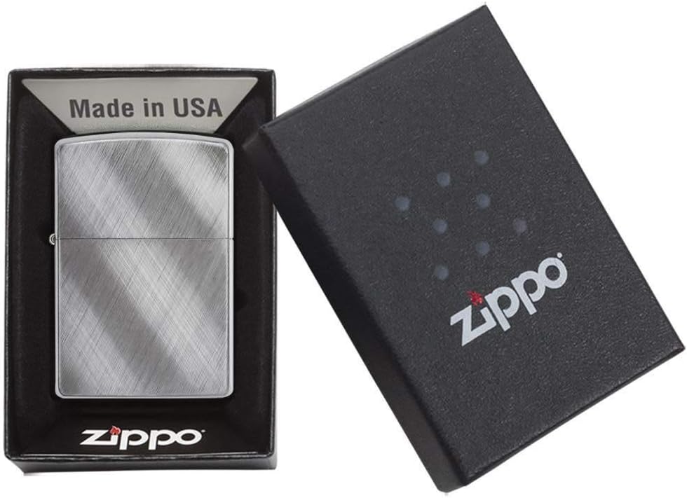 Zippo Diagonal Weave Brushed Chrome Pocket Lighter