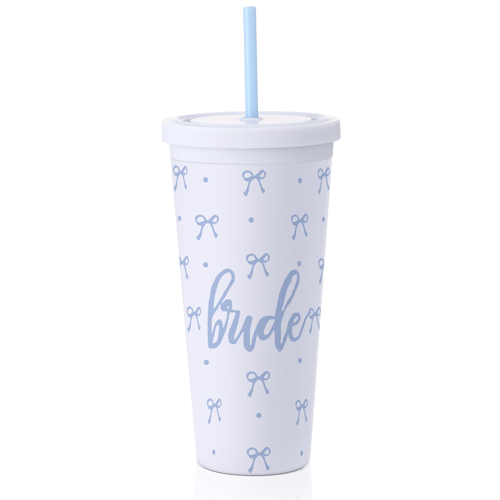 Reallnaive 24 oz White and Blue Bride Tumbler Bachelorette Supplies, Wedding Morning Drinkware, Bach Party Decorations, Bride to Be Before I Do(Blue