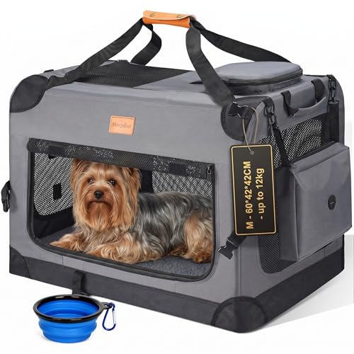 Morpilot Grand Sac de Transport pour Chien et Chat – Cage de Voyage Pliable à côtés Souples pour Chien de 12 kg Maximum avec gamelle Pliable, bandoulière et Poches...