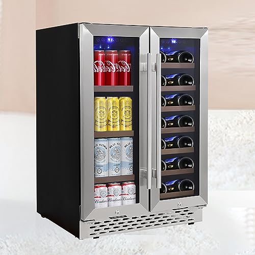 Garvee LXAI-PHO_0XWZ Wine and Beverage Refrigerator-2 Independent Temperature Zones, Large Capacity & Removable Rack, Built-in or Freestanding Installation, with Lock, Black