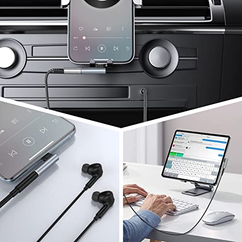 Bakibo Usb C To 3.5Mm Audio Adapter, Usb C To Headphone Jack Aux Adapter Earphone Right Angle Usb C Headphone Adapter Type C Dongle Dac Cordless For Sam Sung Galaxy S22/S21 I Pad Pro Macbook (Grey) #TOP6