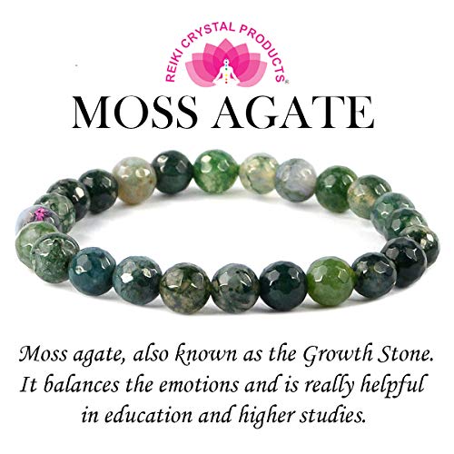 Image of Reiki Crystal Products Certified Natural Crystal Stone 8 mm Diamond Cut /Faceted Beads Bracelet for Men & Women | Reiki Charged Gemstone Bracelet | Multiple Crystal Variants Available