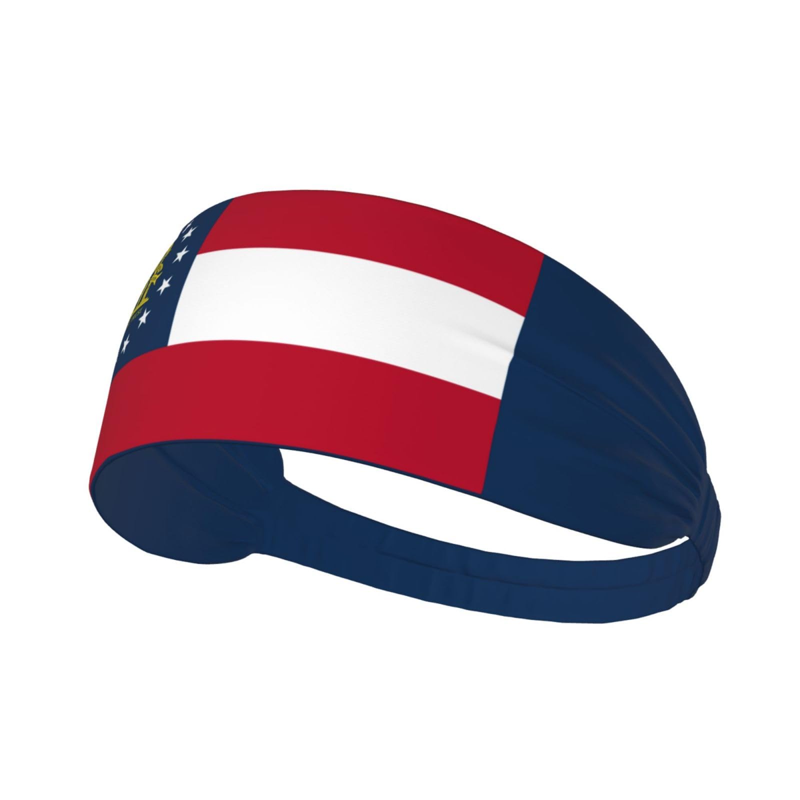 Flag of USA States Elastic Exercise Headband for Women Men - Moisture-Wicking Non-Slip Sports Sweatband for Running Yoga Workout Fitness and Gym