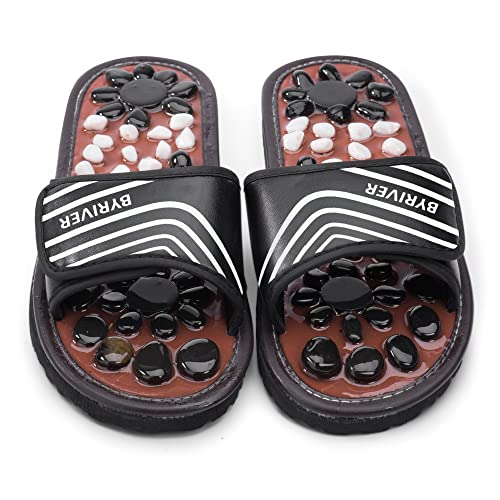 Reflexology Therapy Shoes, Pressure Point Mat, Acupressure Stone Slippers Men's Slides, Women's Acupuncture Slippers, Massage Sandals, Plantar Fasciitis Tools, Foot Massage Tool Massager (Black27)