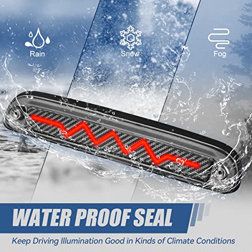 Image of Auto Dynasty LED Third Brake Light for 93-16 Ford Ranger F-250 Super Duty | 3rd Brake Light for 93-16 F-250 F-350 F-450 F-550 Ranger Sport Trac, Carbon Fiber Pattern Heartbeat Sequential