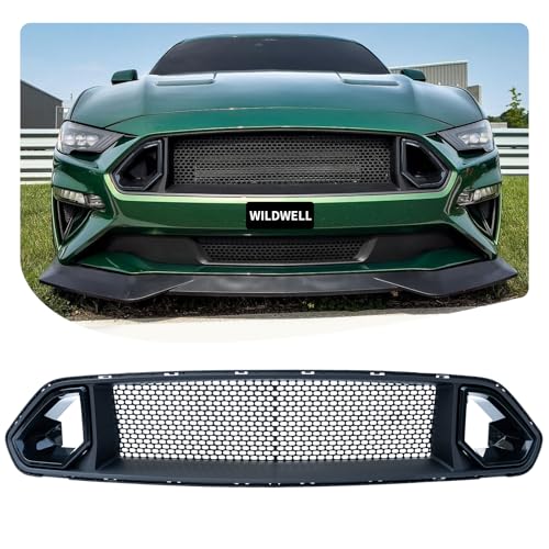 WildWell Mustang Grill For Ford Mustang 2018-2023 Front Upper Hood Grill Mesh Style Black