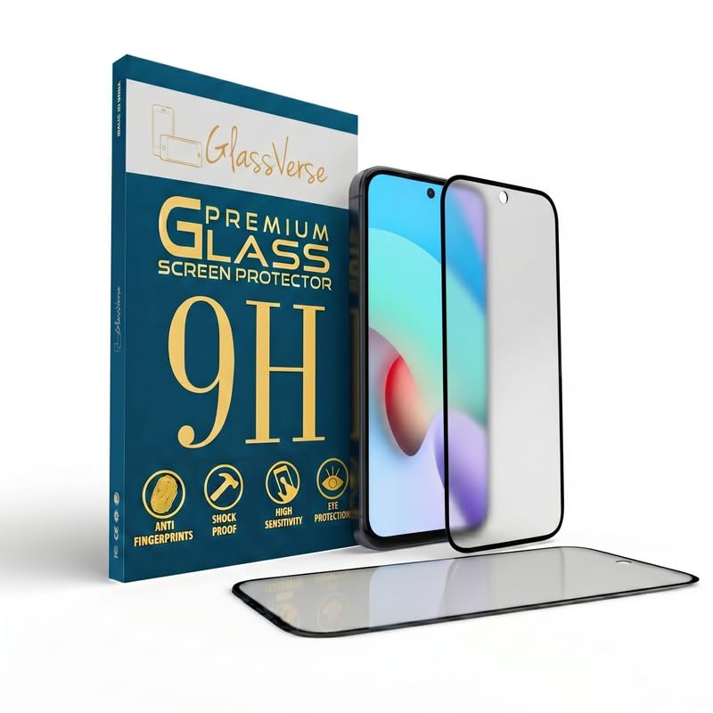 Image of GlassVerse Matte Tempered Glass for Redmi 10 Prime | Anti Glare, Smooth Touch Screen Protector, 9H Hardness, Edge to Edge, Case Friendly, Hassle-less Installation Kit Included. (Pack of 2)