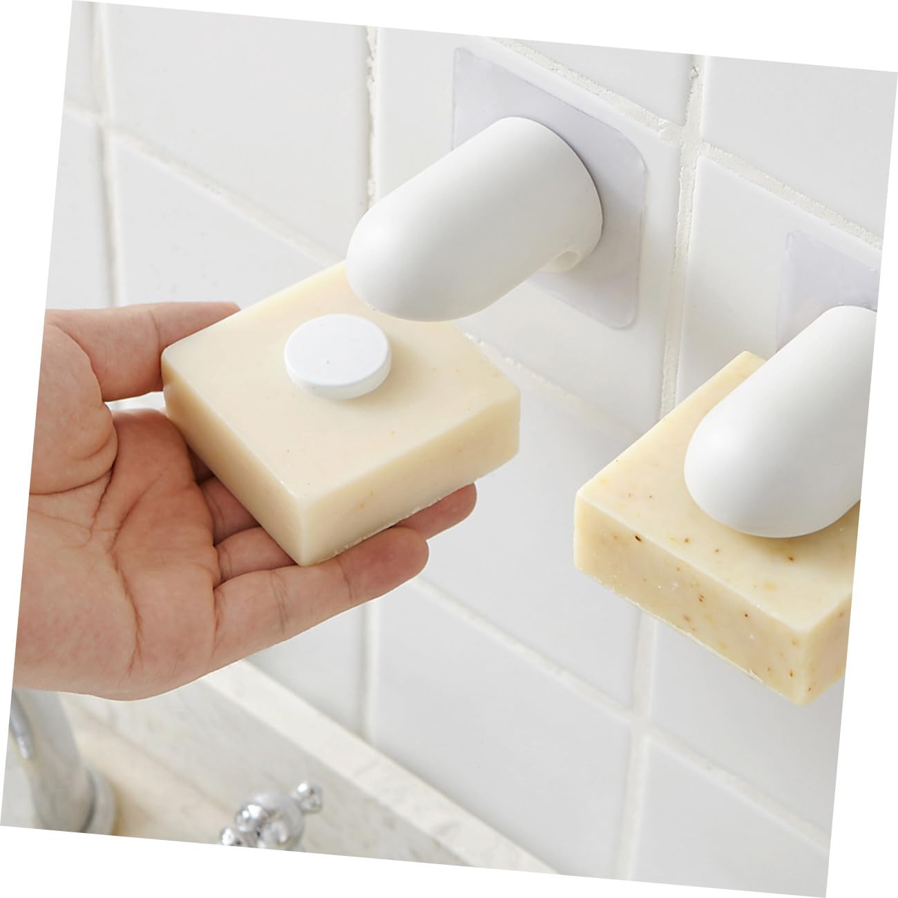 TOPBATHY 6pezzi Supporto Magnetico Per Sapone Da Bagno Mensola Adesiva Da Doccia Plastica Design Elegante e Resistente Alla Ottimizza Asciugatura Sapone