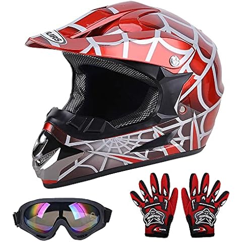 OUMURS DOT Youth Dirt Bike Helmet,Kids ATV Helmets with Gloves Goggles for Youth Boys Girls 5-14 Ages,Four Wheeler Helmet Kids Motocross BMX MX UTV Snowmobile Go Kart Full Riding Racing Skateboard Cover