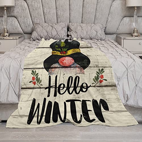 Couverture vintage double face Hello Winter au toucher peluche unique - 6