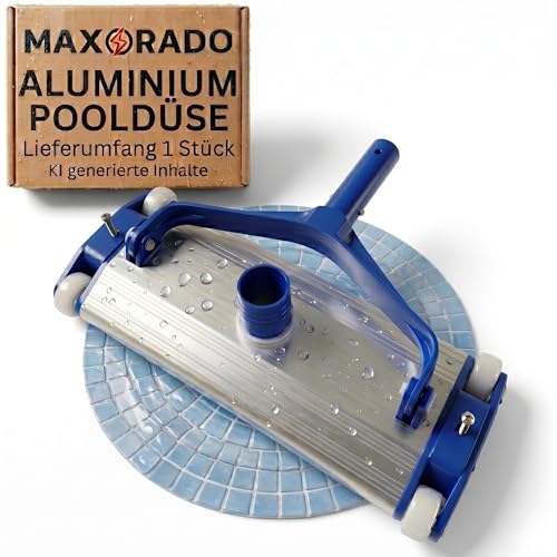 Maxorado Poolbürste Profi 35cm extra schwer mit 38mm Sauganschluss aus Aluminium mit 4 Rädern Schwere Pool Bodensaugerbürste Bodensauger für Aufstellpool Einbaupool Schwimmbad für Teleskopstange