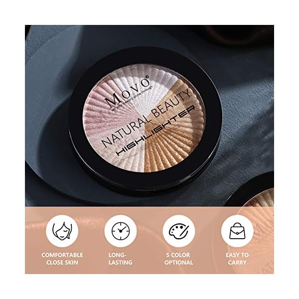 Move Highlighter Powder Makeup Palette 5 Colors Shimmer Glitter Highlighter Palette High Pigment Face Illuminator Makeup Set(Lightï¼