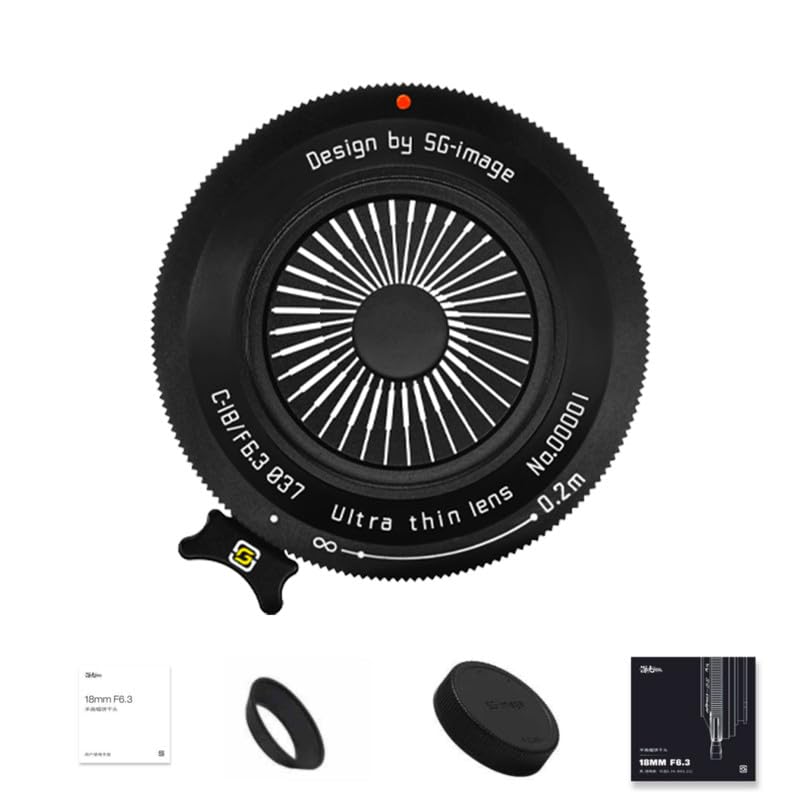 SGimage - Obiettivo per fotocamera F6.3, ultra sottile, 18 mm, obiettivo Pancake per montaggio NZ, leggero, 76 g, messa a fuoco manuale, grandangolare, lunghezza focale fissa, con corpo in metallo,