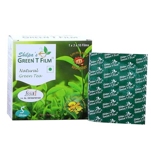 Shilpa’s GREENTFILM Ready to Drink 100% Natural Organic Green Tea | Antioxidant Rich – Immunity Booster Green Tea for Weight Loss | Ginger Lemon Flavour (Pack of 30 Films) Shilpa’s GREENTFILM Ready to Drink 100% Natural Organic Green Tea | Antioxidant Rich – Immunity Booster Green Tea for Weight Loss | Ginger Lemon Flavour (Pack of 30 Films)