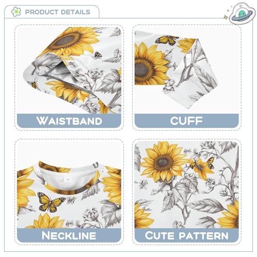 JUNZAN Chic Sunflower White Little Boys Hooded Sweatshirt Crewneck Sweatshirt With Hoodie Sports 4T3