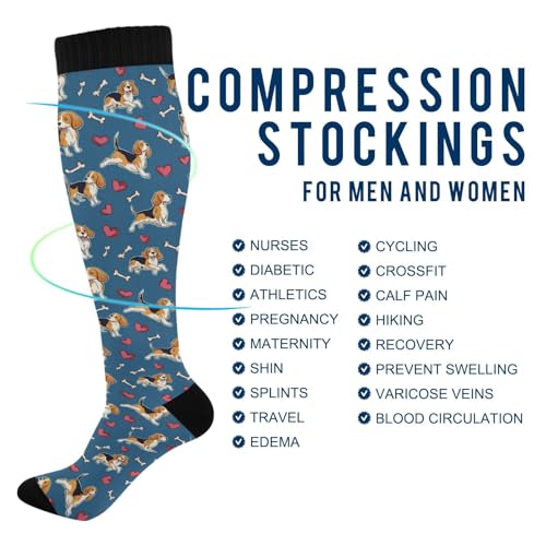 Image of SHJI Compression Socks for Women Sock Men Knee High Stockings for Running Athletic Hiking Cycling