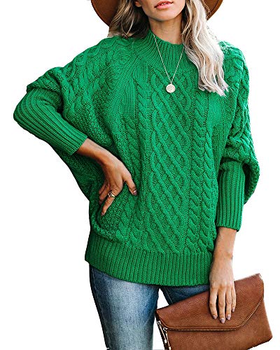 Saodimallsu Suéter feminino grande grosso solto morcego manga longa despojado tricô pulôver pulôver