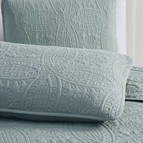 Mellanni Full/Queen Size Bedspread Coverlet Set - Bedding Cover With Shams - Ultrasonic Quilting Technology - 3 Piece Oversized Quilt Set - Bedspreads & Coverlets (Full/Queen, Spa Mint) #TOP3