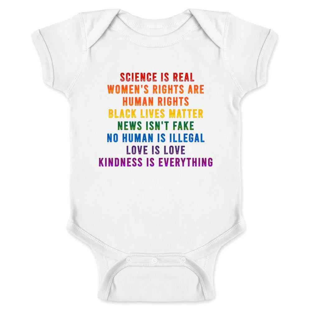 Science is Real Black Lives Matter Rainbow Facts Infant Bodysuit White 18M