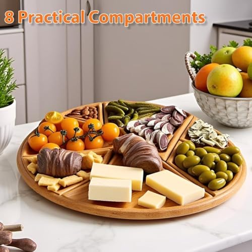Puzzle Wooden Tray with Removable Dividers - 25x25cm Wooden Serving Tray for Cheese, Canapés & Fruit | Eco-Friendly Party & Breakfast Serving Platter | Kitchen & Dining Decor - Image 2