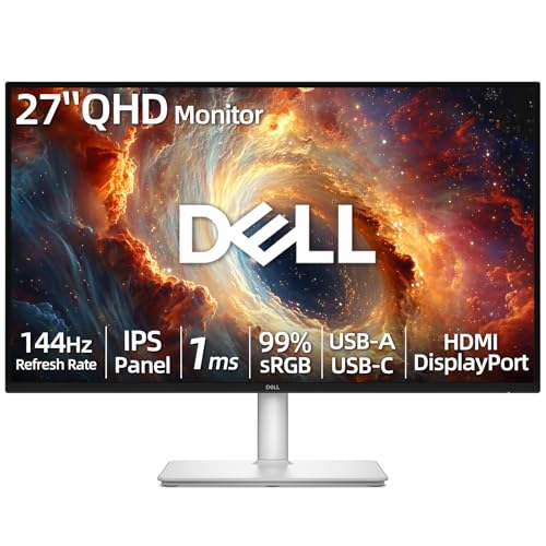 Image of Dell Plus 27 inch QHD Monitor, 1440p 16:9 Display, IPS Panel, 144Hz, 1ms, Bult-in Dual 5W Speakers, 99% sRGB, AMD FreeSync, HDMI | Display Port | USB-A| USB-C, Adjustment Stand(Height|Pivot|Tilt|Swivel)