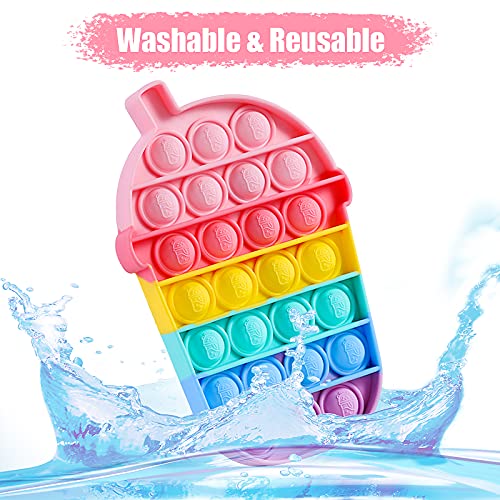 Learay Mini Pop Easter Pack Keychain Fidget Small Toys, Cute Fidget Popper Toy Stress Relief Hand Toys Pop Bubble Rainbow Pineapple Unicorn Fruit Push Game For Kids Girls Boys (4 Pack Macaron) #TOP1