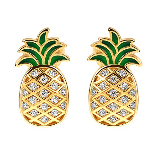 Pineapple Earrings 925 Sterling Silver Hypoallergenic Fruit Stud Earrings Jewelry Gifts for Women