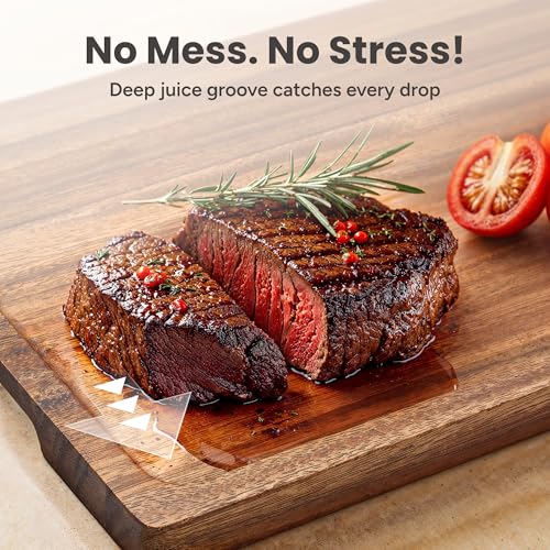 SMIRLY Walnut Wood Cutting Boards for Kitchen, Set of 3 with Holder Large - Small, Walnut Wooden Cutting Board Set with Deep Juice Grooves, Non Toxic Serving Tray, Perfect Mother's Day Gifts - Thumbnail 3